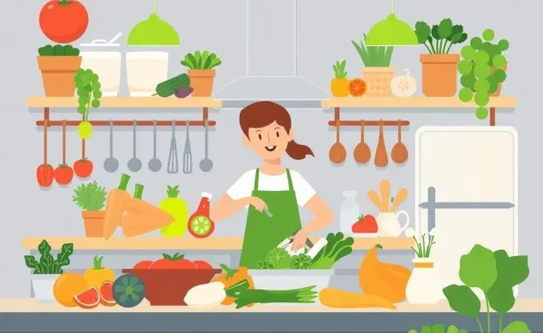 A person cooking with fresh ingredients in a modern kitchen
