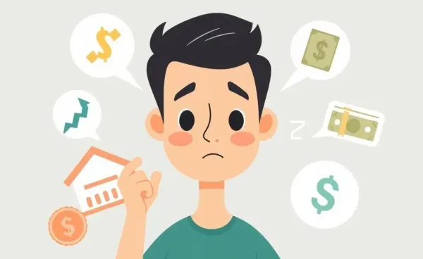 Person exploring investment options with thoughtful expressions