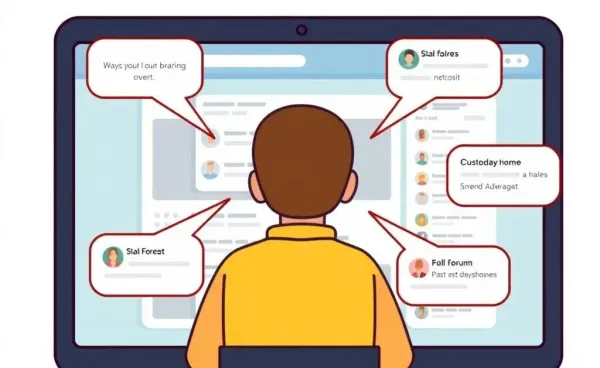 A cartoon representation of a person engaging in an online community forum.