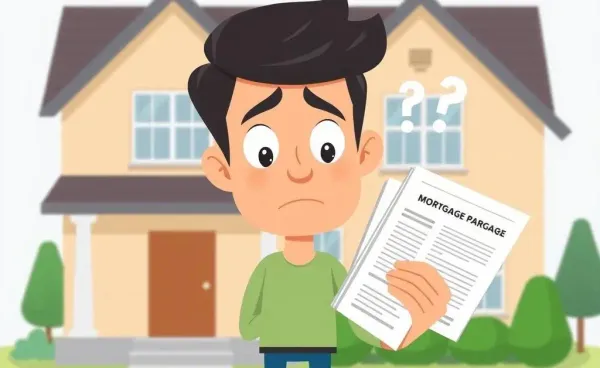 Cartoon of a confused person with mortgage papers