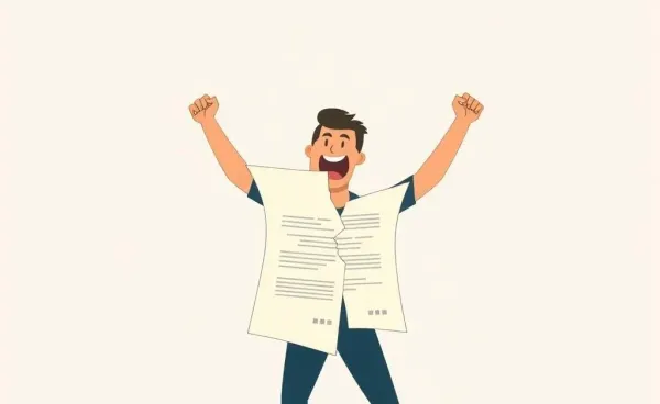 A person tearing a debt contract, symbolizing freedom from debt