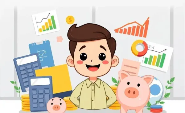 Person planning finances with tools around them