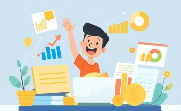 Illustration of person managing finances.