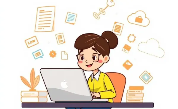 Small business owner using online legal services