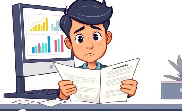 Person reading insurance policy with a puzzled expression