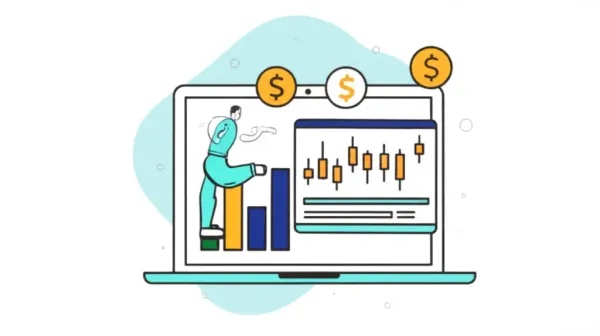 A person analyzing dividend stock charts on a laptop