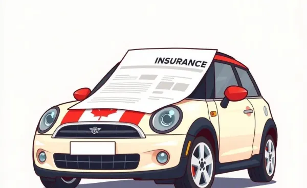 Illustration of a Canadian car with an insurance policy document