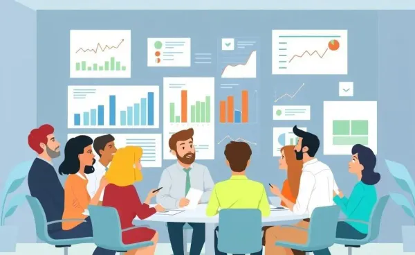 Cartoon illustration of investment strategy discussion