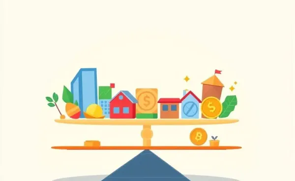 A balanced investment portfolio in cartoon style