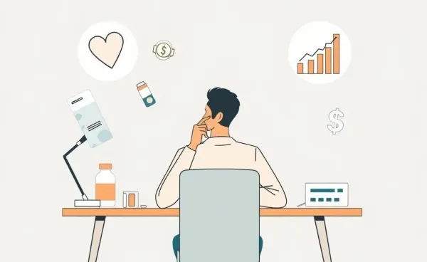 Illustration of a person deciding between healthcare costs and investment growth
