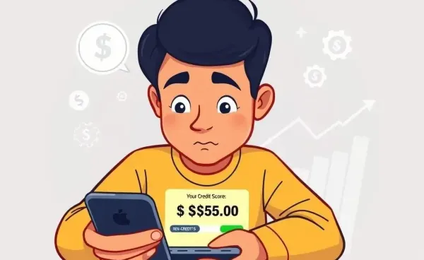 Person checking their credit score on a smartphone