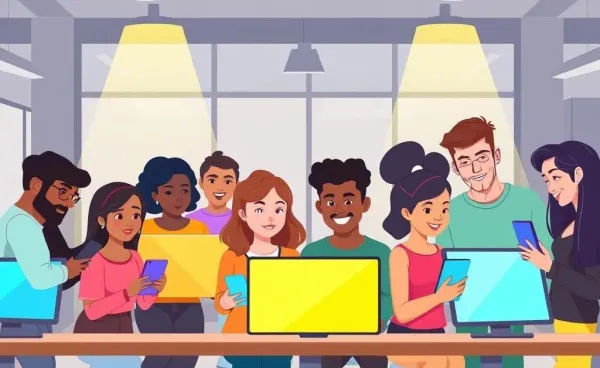 Illustration of a digital community adapting to platform changes