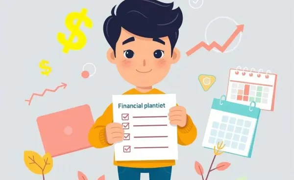 A person holding a financial planning checklist with financial symbols