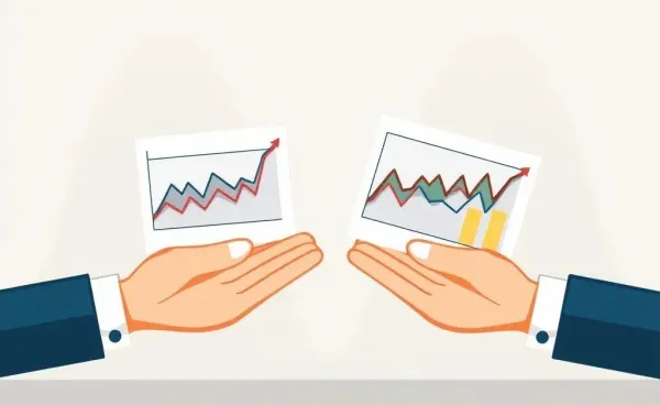 Illustration of investment funds represented by financial graphs