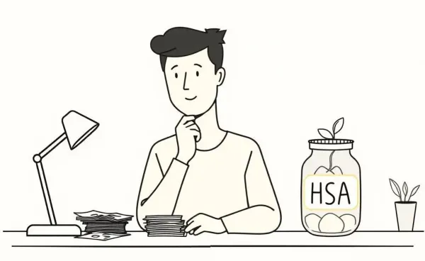 Cartoon-style illustration of HSA strategies with scales