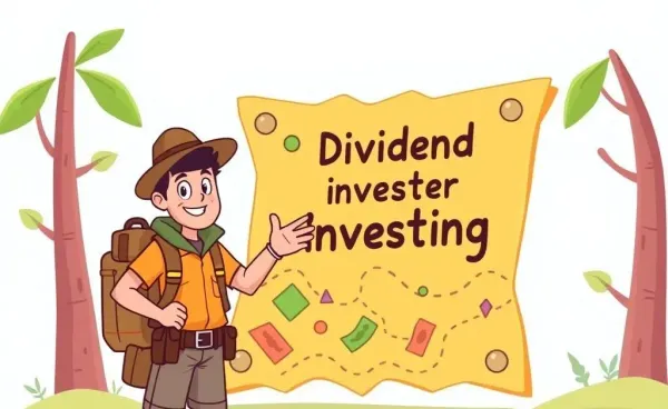A friendly guide pointing to a treasure map of dividend investing