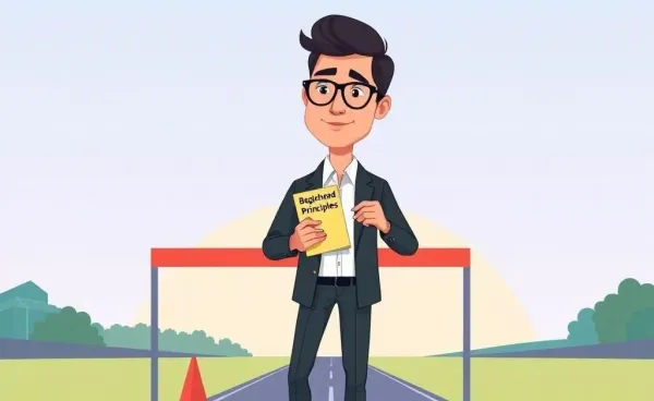Investor holding Boglehead Principles booklet at a starting line