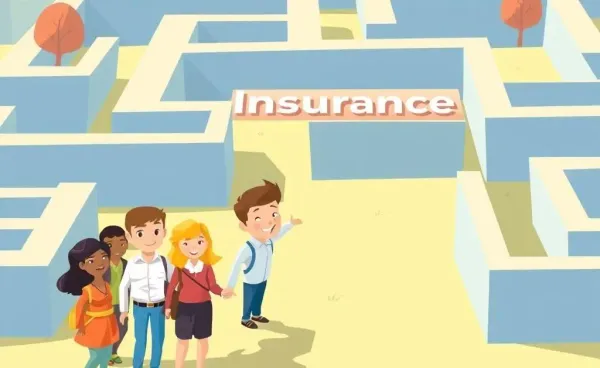 Illustration of a guide leading through an Insurance maze