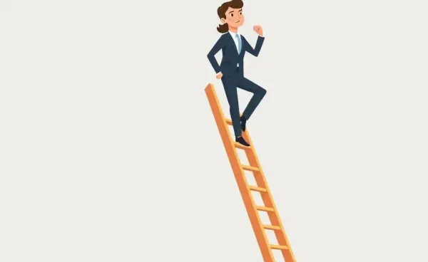 Illustration of a professional climbing a corporate ladder