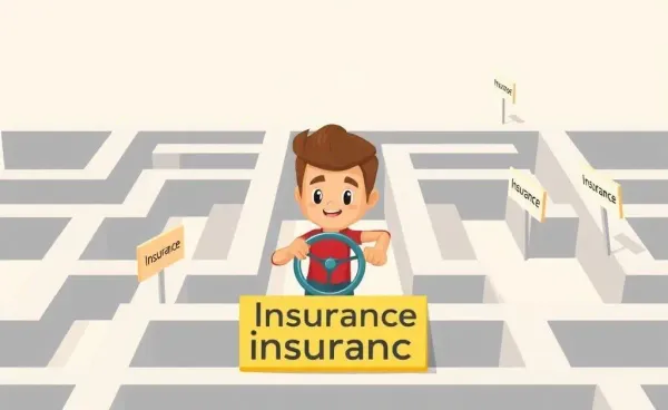 A person navigating a maze labeled 'Insurance'
