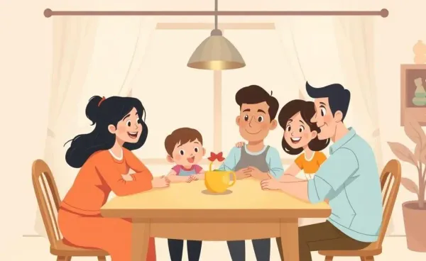 Family discussing life insurance plans in a cozy setting