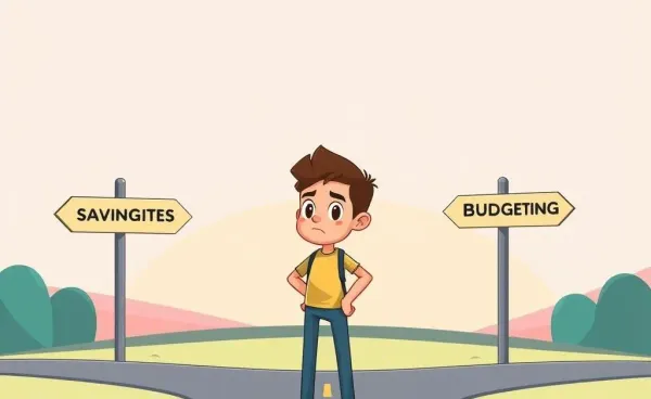 A person contemplating different financial decision paths at a crossroads
