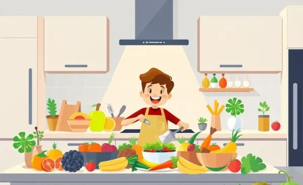 Person cooking in a cheerful kitchen environment