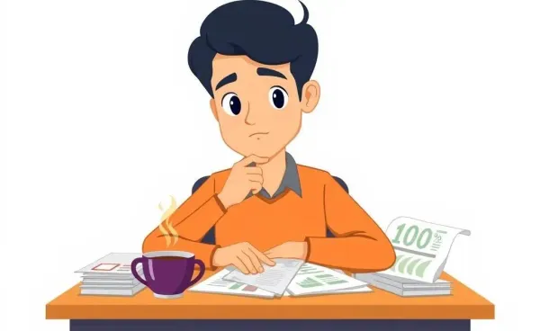 Person contemplating personal finance at a desk