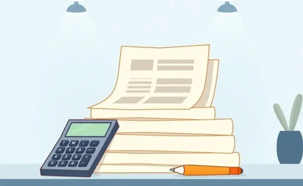 Illustration of financial documents and calculator