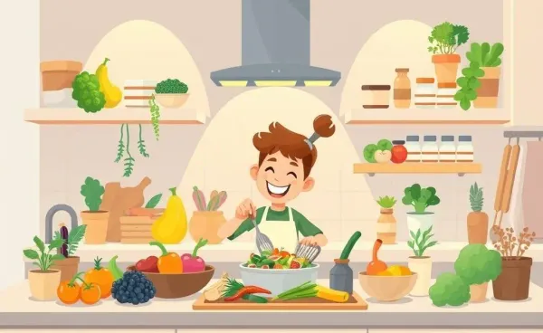 Person cooking in a cozy kitchen with fresh ingredients