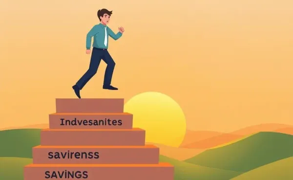 A person climbing steps toward financial independence