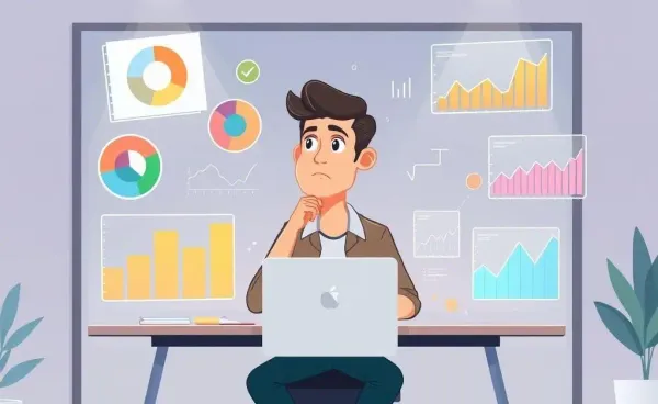 A person engaged in reviewing financial charts and graphs