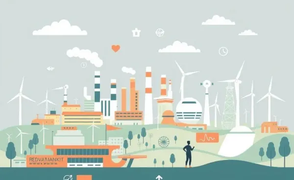 Futuristic industries collage with symbols of innovation