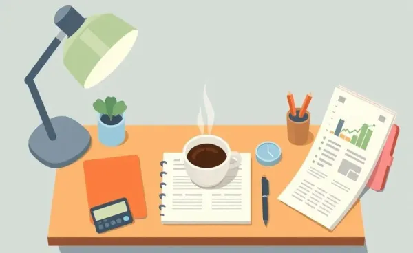 A cozy workspace for financial planning