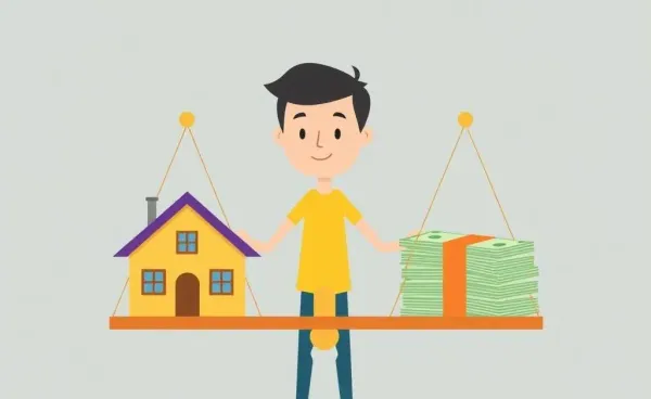 Balancing mortgage and bills illustration