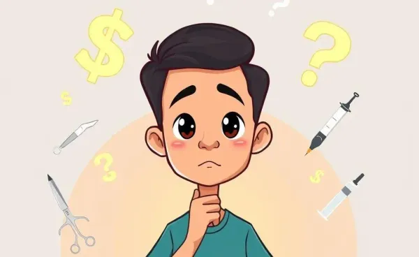 A person contemplating elective surgery with financial symbols