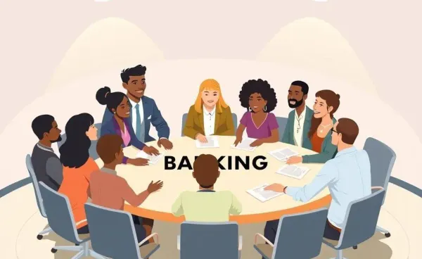 Illustration of a group discussion on banking policy