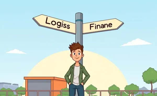 Person at crossroads choosing between logistics and finance