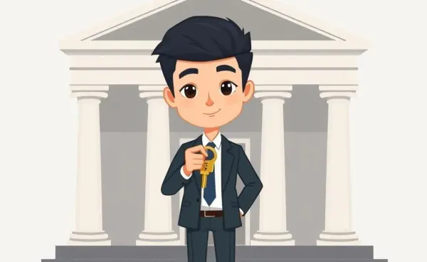 Illustration of a person unlocking financial savings at the bank