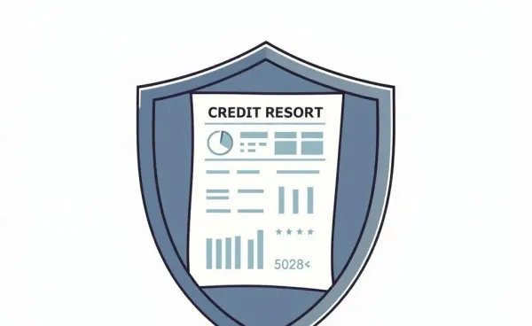 An illustration of a shield guarding a credit score report from damage