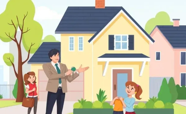 Real estate agent showing a house to clients