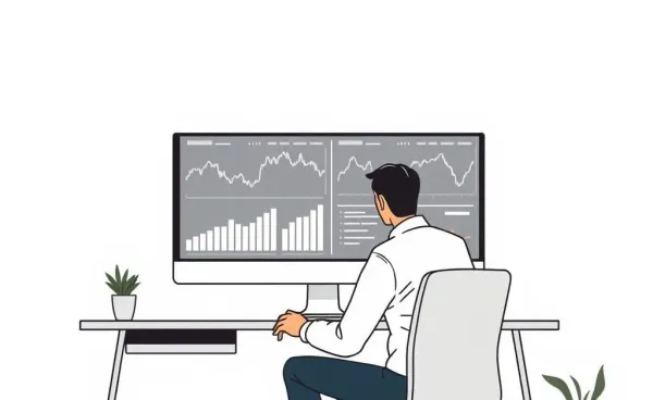 Person analyzing stock market trends on a computer