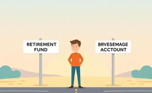 Person at a crossroads choosing between retirement and brokerage account