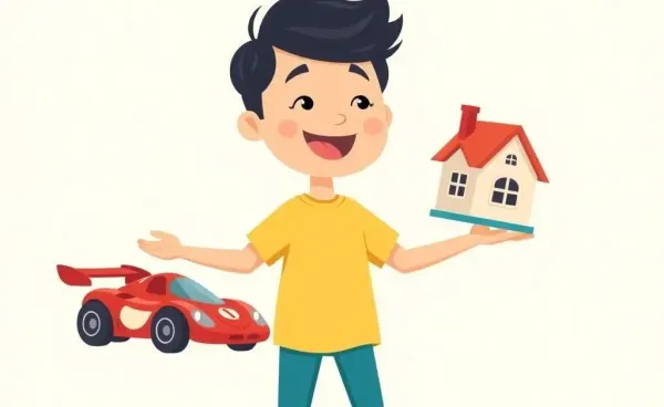 Person juggling a toy car and a small model house