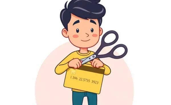 Person cutting a credit card with scissors
