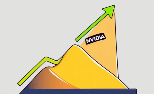 Graph showing upward trend with NVIDIA logo