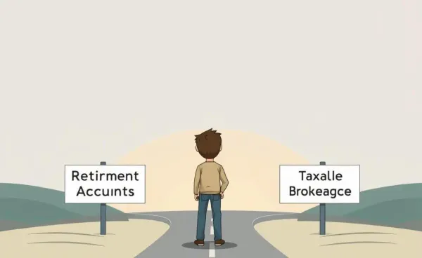 Person choosing between retirement accounts and taxable brokerage options