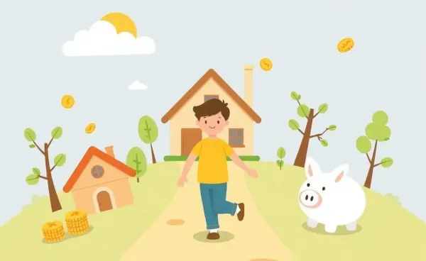 Illustration of a person on a financial independence journey