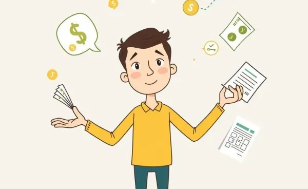 Illustration of person balancing financial elements