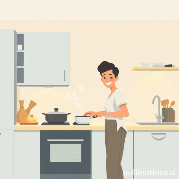 A cozy kitchen with someone cooking